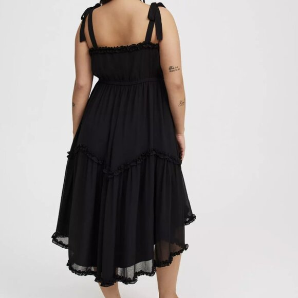 TORRID DEEP BLACK HIGH LOW TIE DETAIL DRESS 2 2X 18 20 - Picture 3 of 7